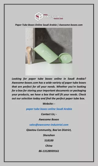 Paper Tube Boxes Online Saudi Arabia  Awesome-boxee