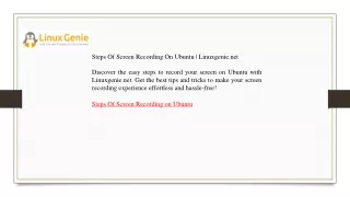 Steps Of Screen Recording On Ubuntu  Linuxgenie.net