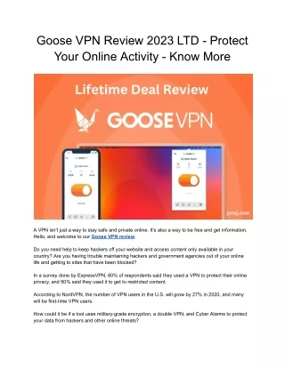 Goose VPN Review LTD - Protect Your Online Activity From Hacker