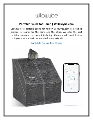 Portable Sauna for Home Willowybe.com