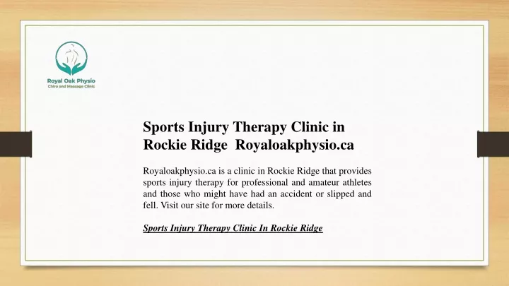 sports injury therapy clinic in rockie ridge