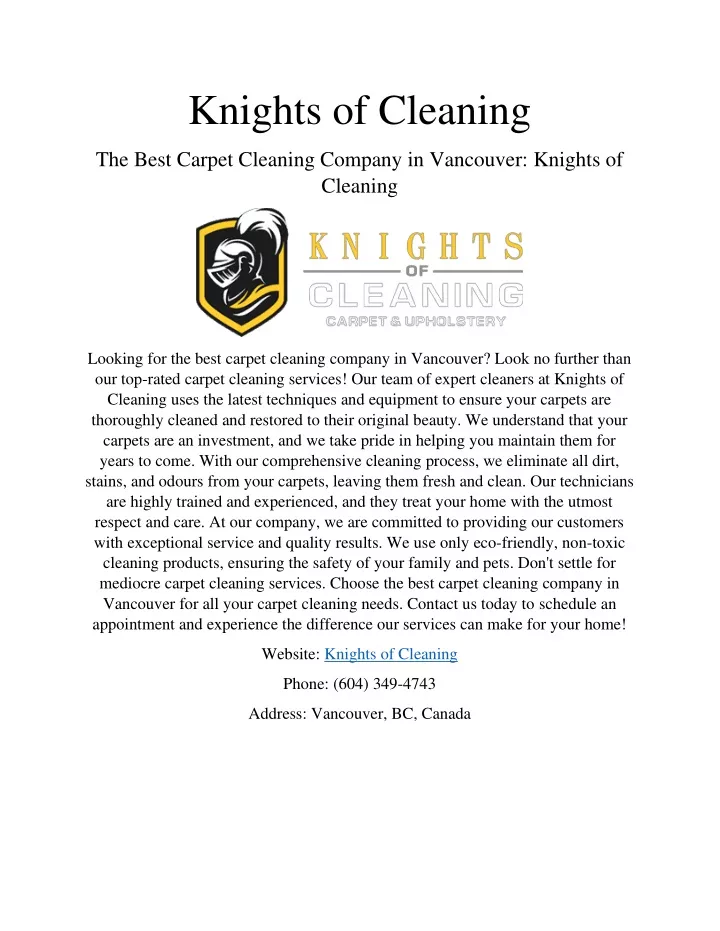 knights of cleaning