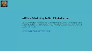 Affiliate Marketing India  Ulipindia.com