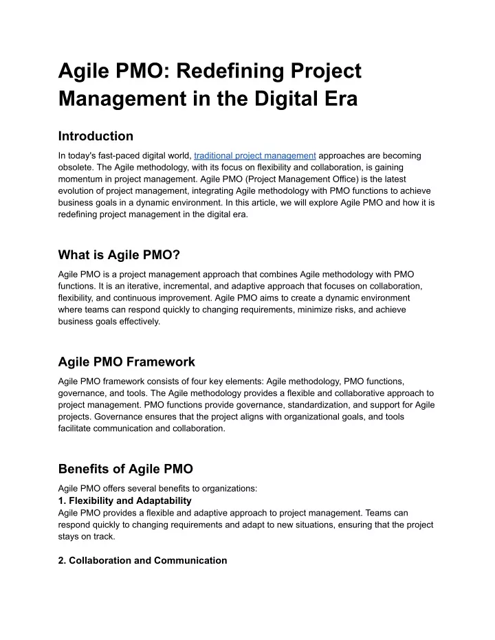 agile pmo redefining project management