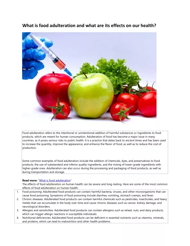 what is food adulteration and what