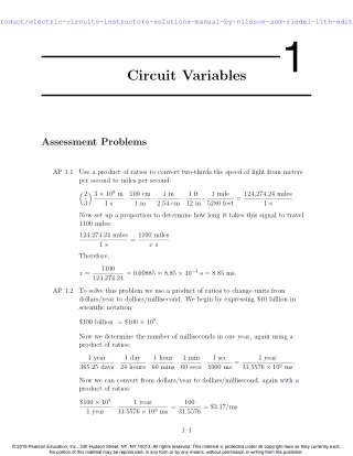 Electric Circuits Instructor’s Solutions Manual by Nilsson and Riedel 11th ed