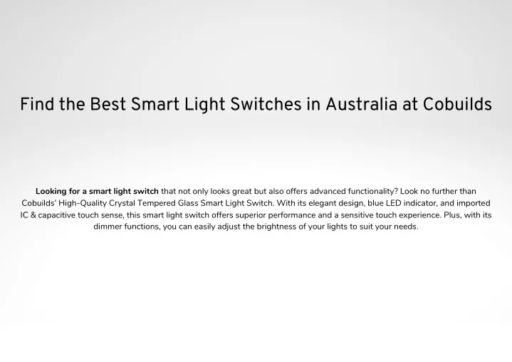 find the best smart light switches in australia