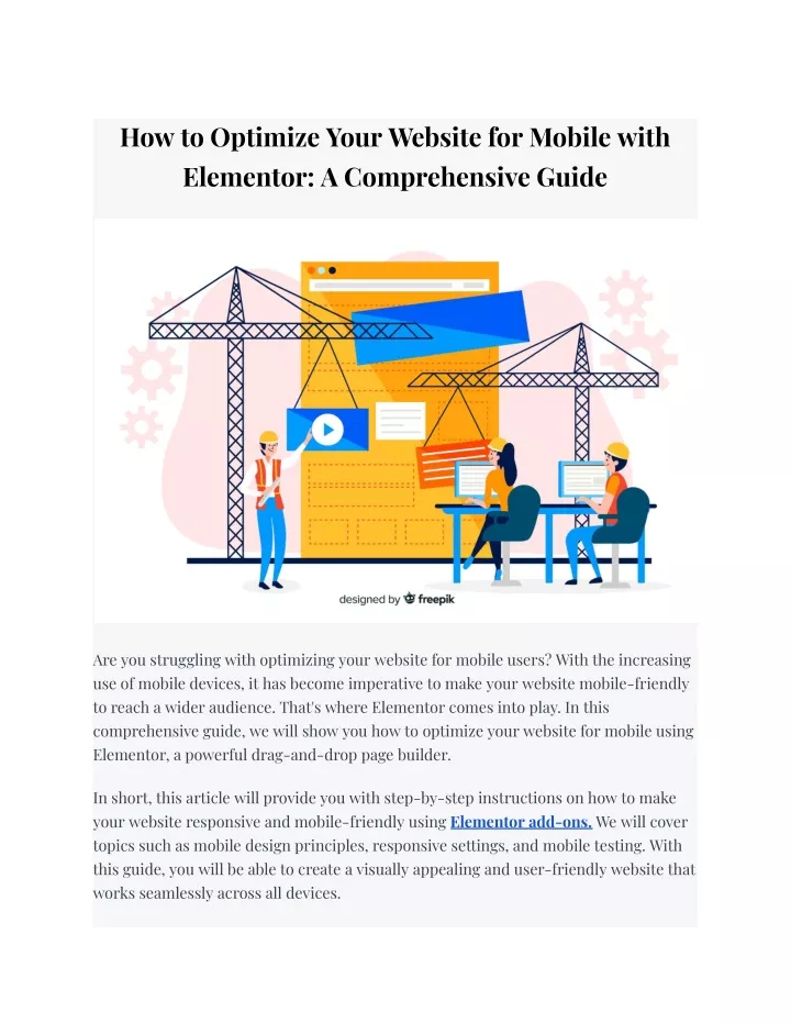 how to optimize your website for mobile with