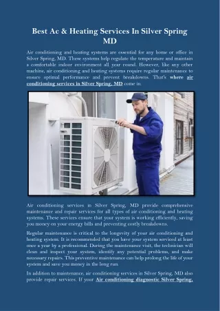 Best Ac & Heating Services In Silver Spring MD