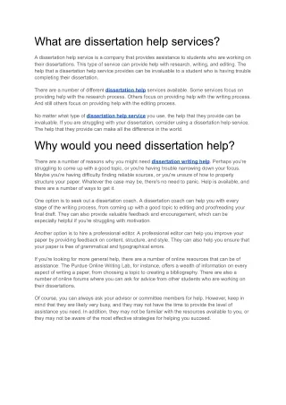 What are dissertation help services_