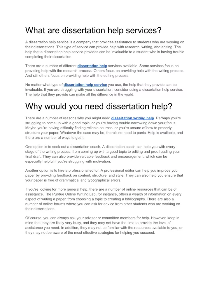 what are dissertation help services