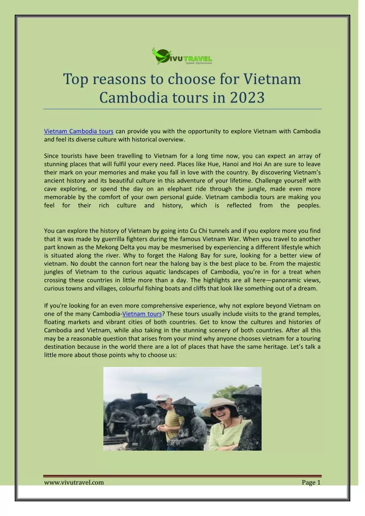 top reasons to choose for vietnam cambodia tours