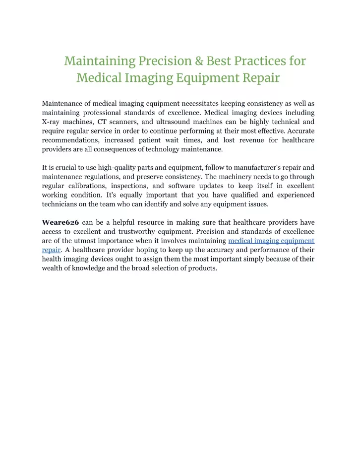 maintaining precision best practices for medical