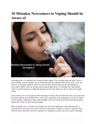 10 mistakes newcomers to vaping should be aware of