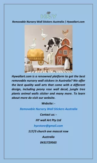 Removable Nursery Wall Stickers Australia  Hywallart