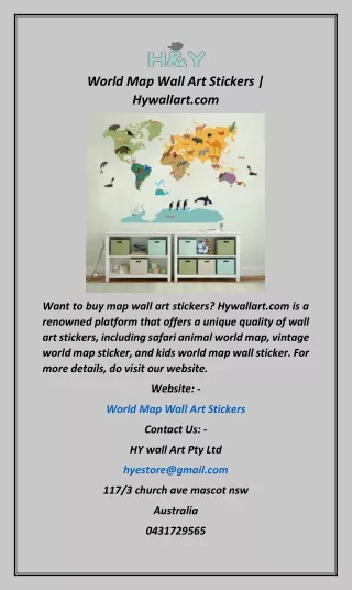 World Map Wall Art Stickers  Hywallart