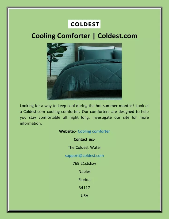 cooling comforter coldest com