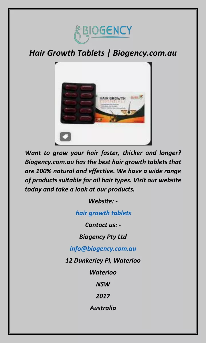 hair growth tablets biogency com au