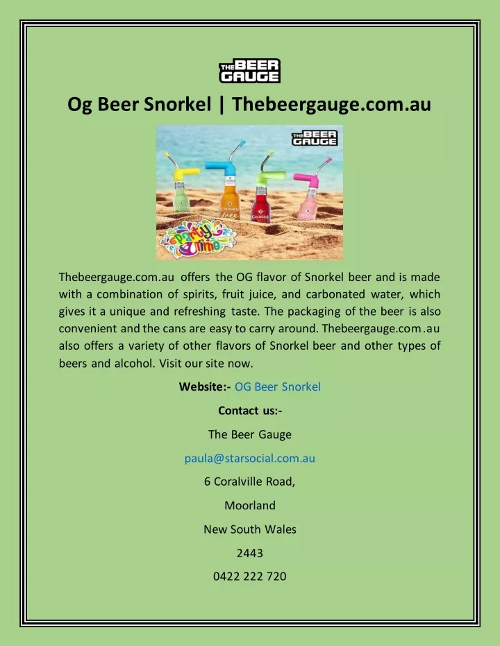 og beer snorkel thebeergauge com au