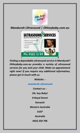 Mandurah Ultrasound  Ohheybaby.com