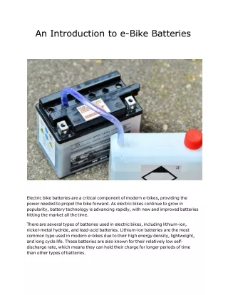 An Introduction to E-Bike Batteries