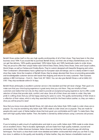 bertelli shoes prides itself on the very high