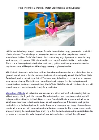 find the most beneficial water slide rentals