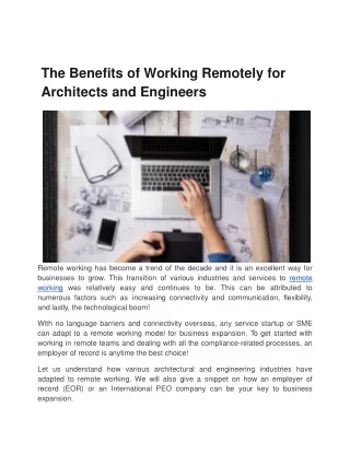 The Benefits of Working Remotely for Architects and Engineers