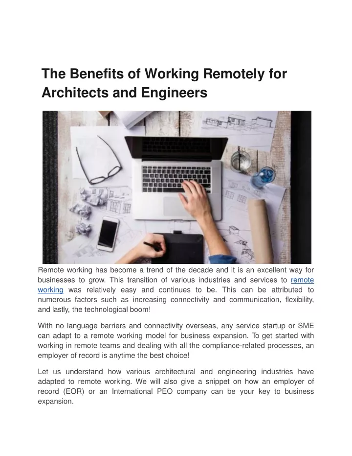 the benefits of working remotely for architects and engineers