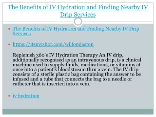 The Benefits of IV Hydration and Finding Nearby IV Drip Services