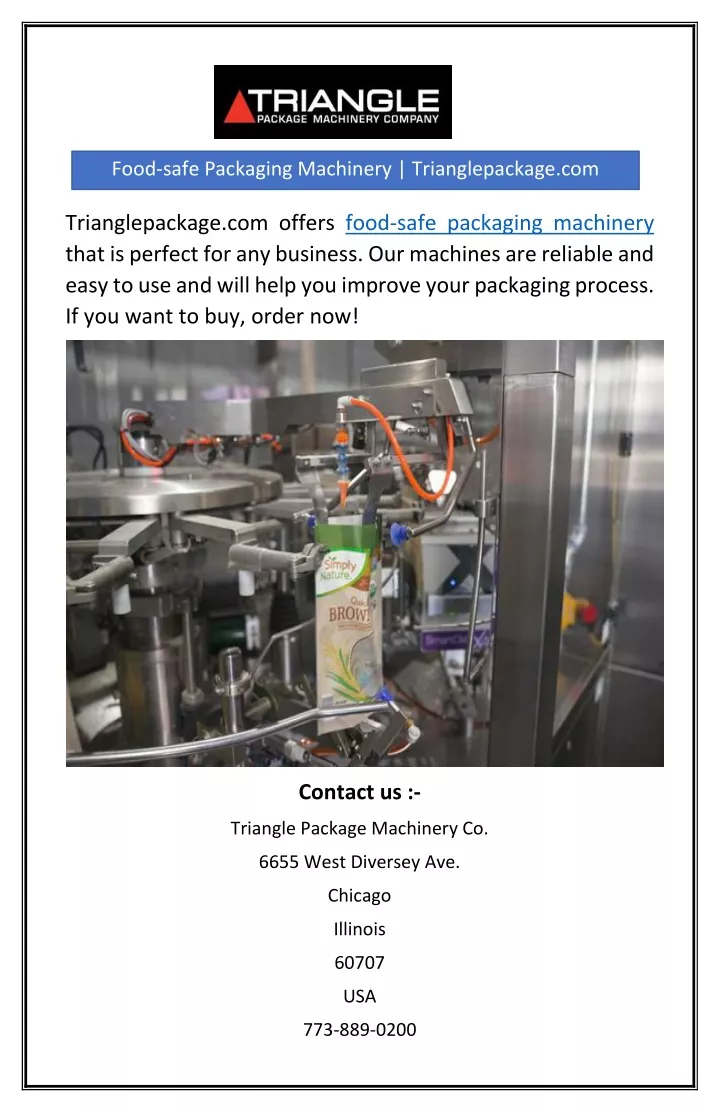 food safe packaging machinery trianglepackage com