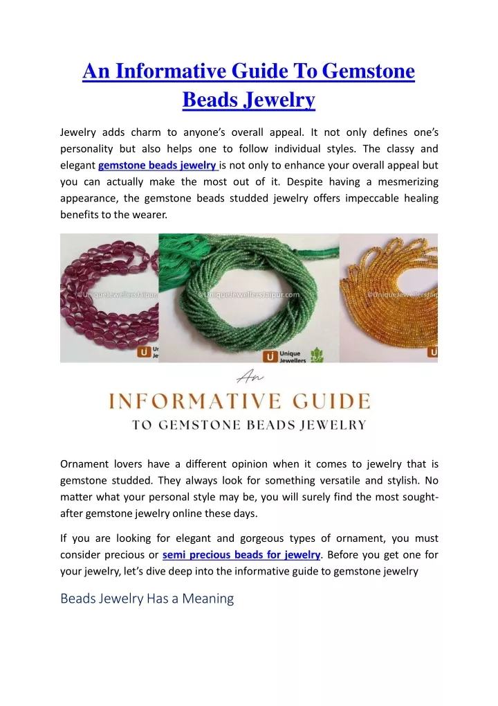 an informative guide to gemstone beads jewelry