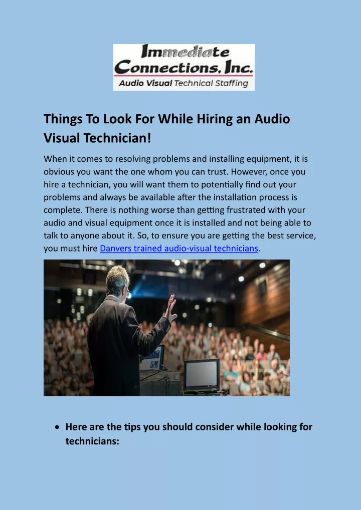 things to look for while hiring an audio visual