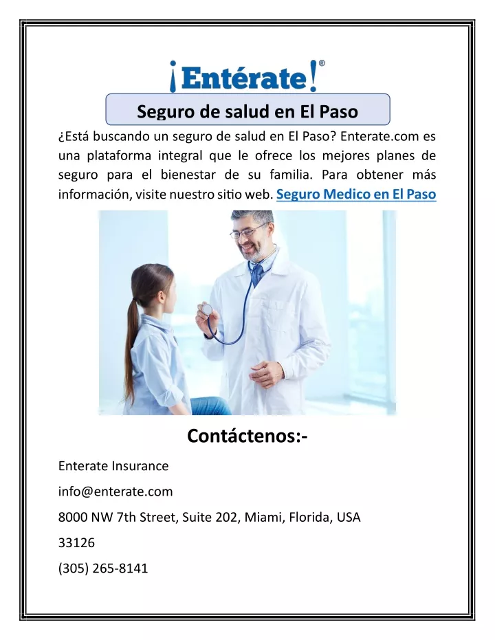 seguro de salud en el paso