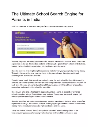 The Ultimate School Search Engine for Parents in India