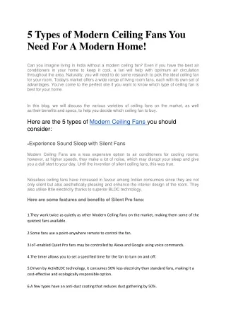 5 types of modern ceiling fans you need