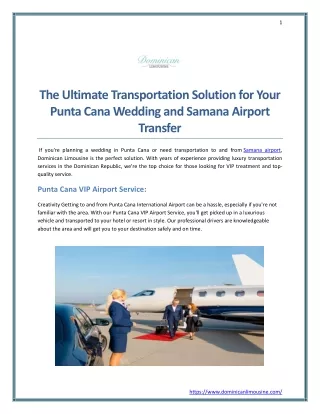 The Ultimate Transportation Solution for Your Punta Cana Wedding and Samana Airport Transfer