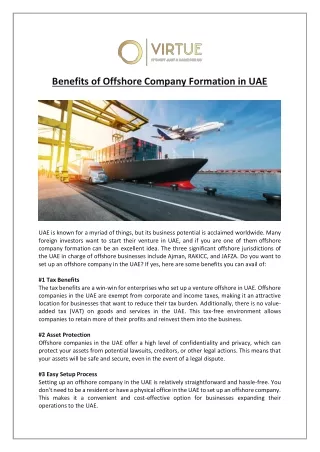 Top 5 Benefits of Offshore Company Formation in UAE
