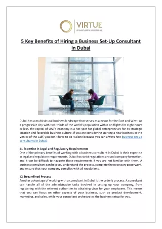 5 Key Benefits of Hiring a Business Set-Up Consultant in Dubai