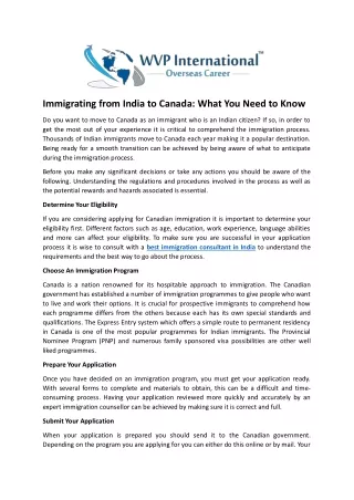 Immigrating from India to Canada - What You Need to Know