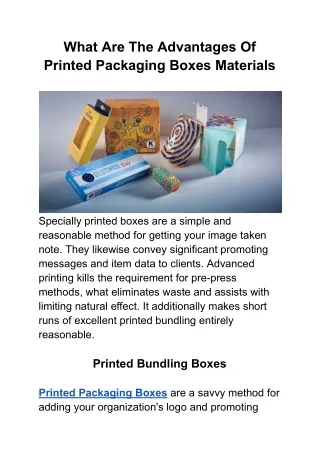 what are the advantages of printed packaging