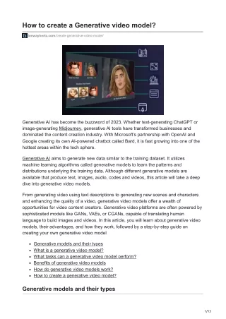 how to create a generative video model