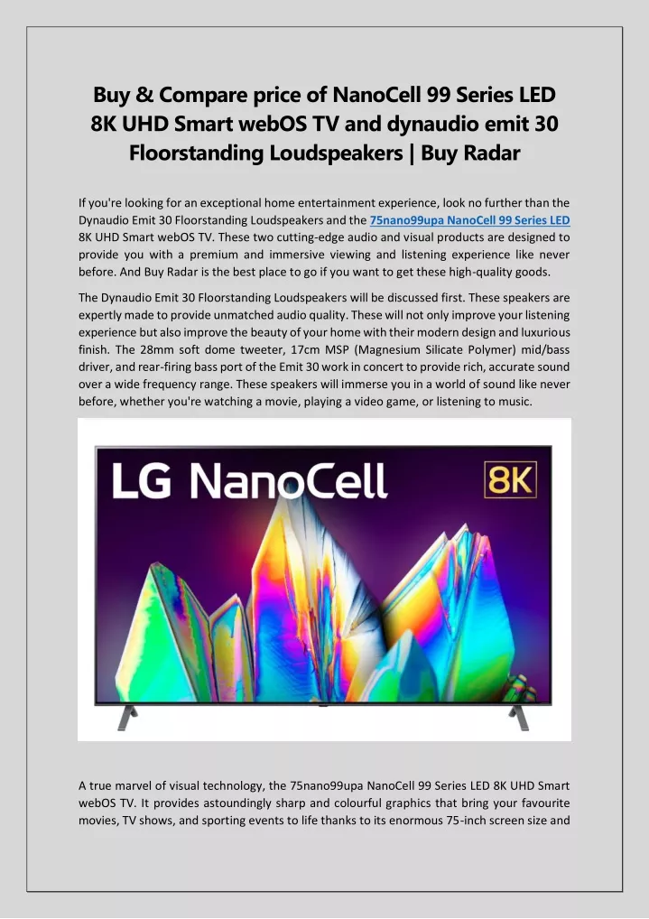 buy compare price of nanocell 99 series
