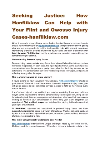 Seeking Justice How Hanfliklaw Can Help with Your Flint and Owosso Injury Cases-hanfliklaw.com