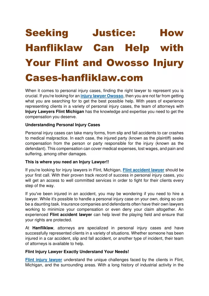 seeking hanfliklaw can help with your flint