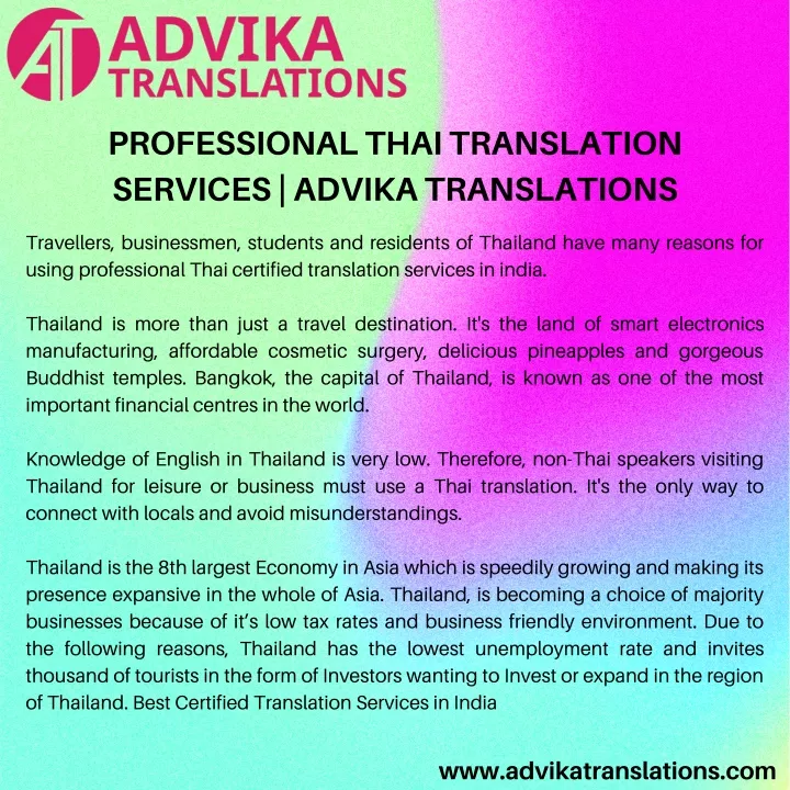 professional thai translation services advika