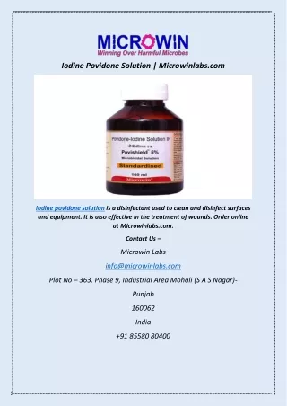 Iodine Povidone Solution | Microwinlabs.com