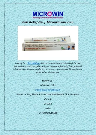 Fast Relief Gel | Microwinlabs.com