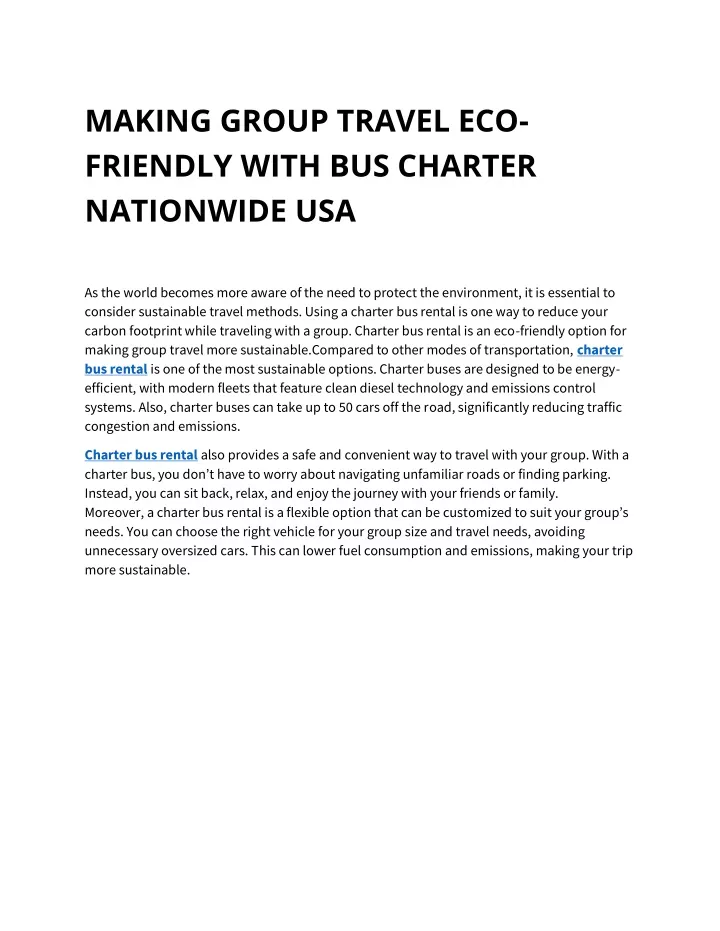 making group travel eco friendly with bus charter