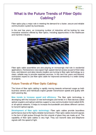 what is the future trends of fiber optic cabling